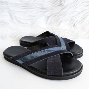 Want Les Essentiels Kavala Crossover Flat Sandal Slide Flip Flops Metallic Suede